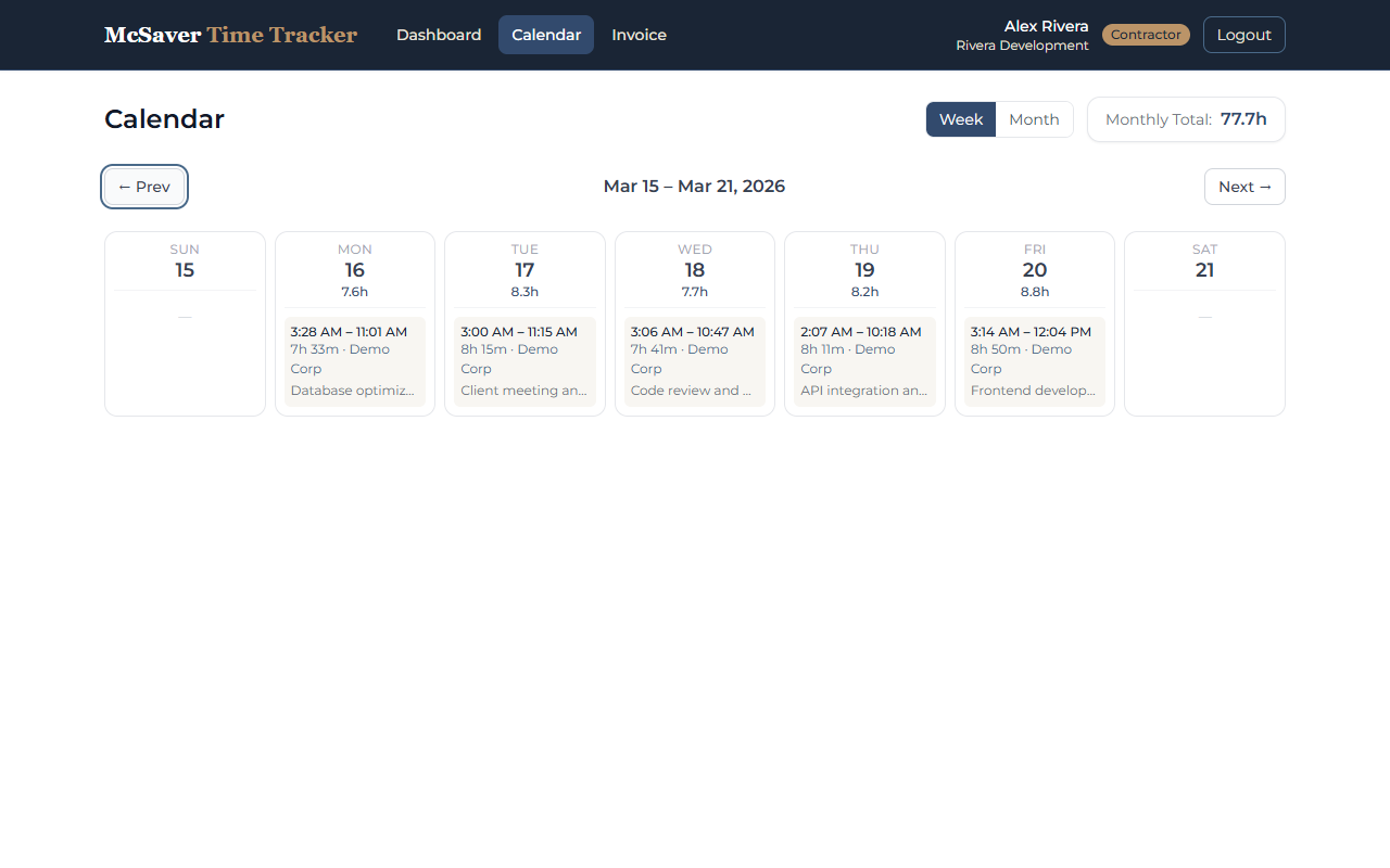 Calendar view