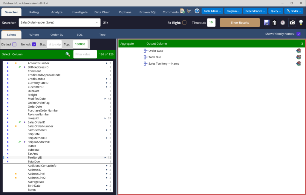Query builder preview